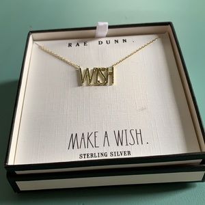Rae Dunn Wish Necklace Gold Plated 16”